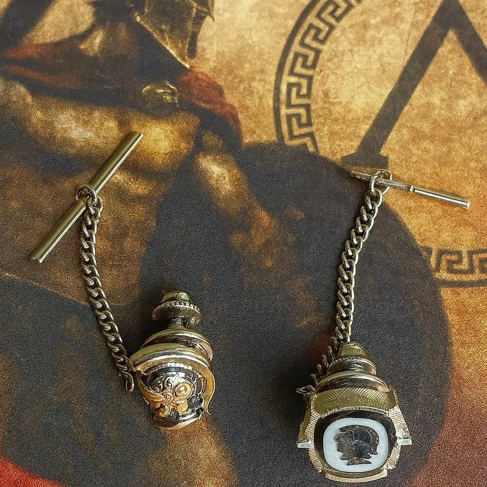 Vintage Spartan Warrior Tie Tack Pins – Silver Tone (Set of 2) 🛡️